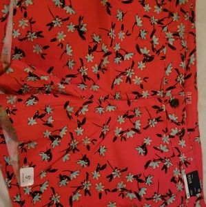 Red Shorts with Blue Flowers